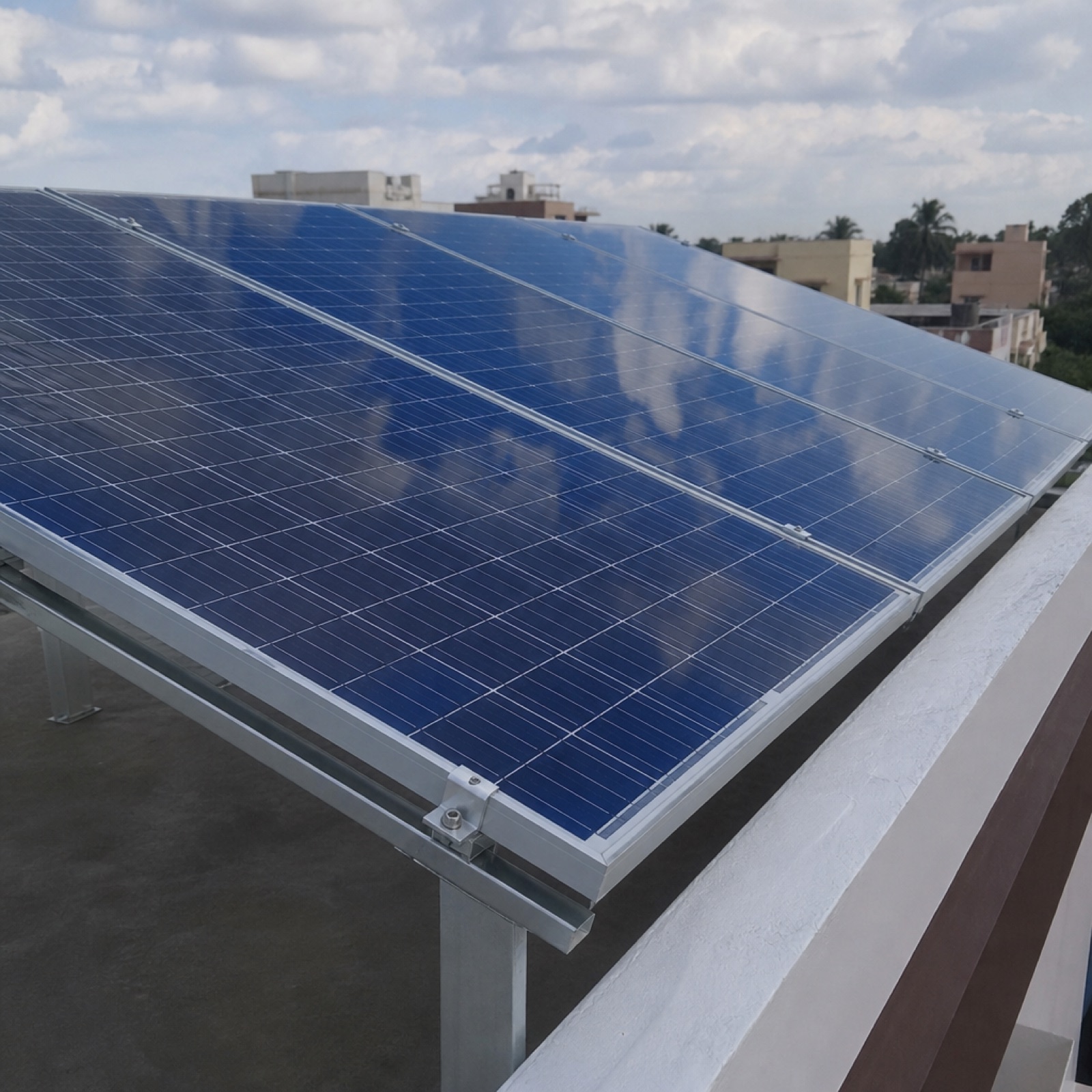 Close-up of installed solar PV modules