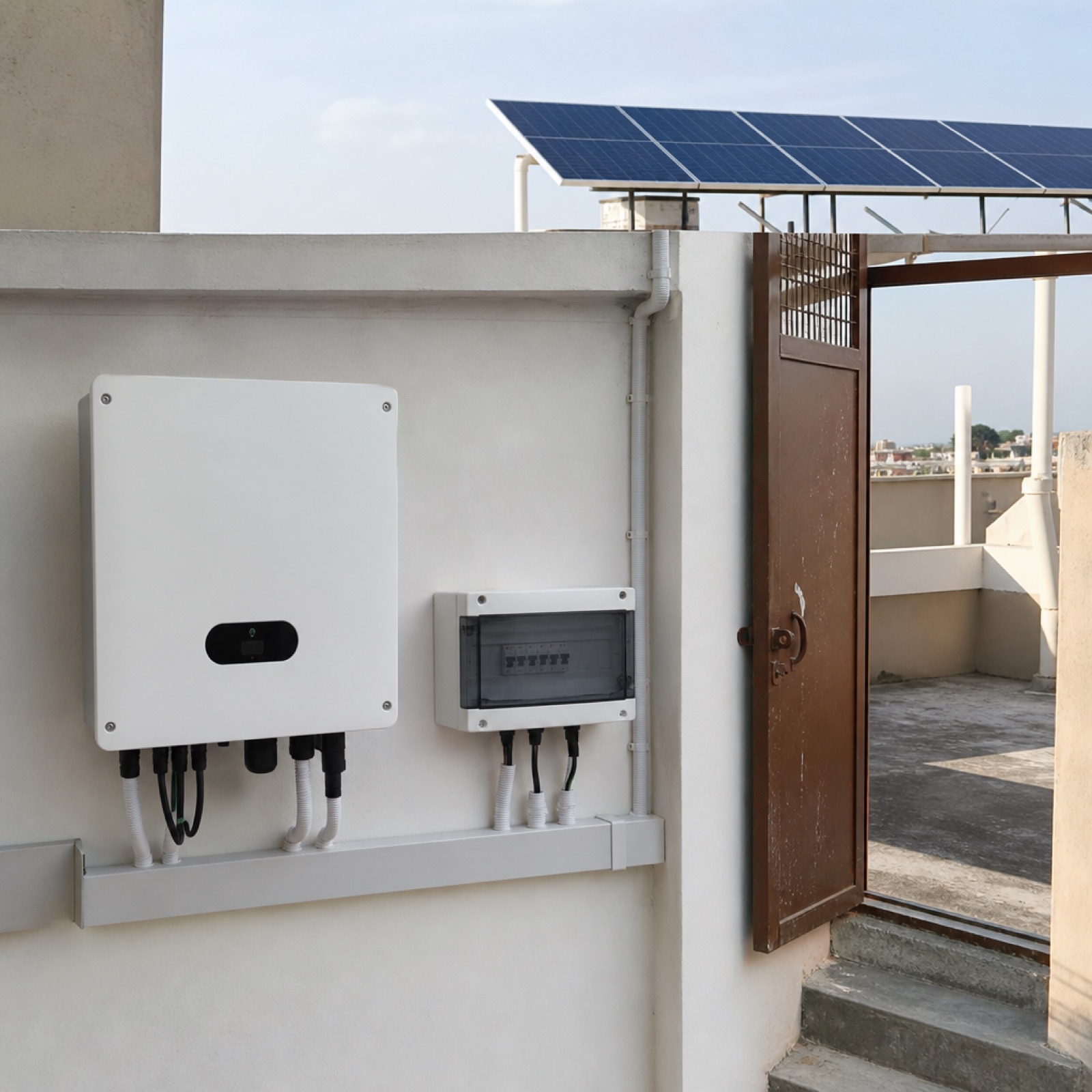 On-grid inverter and solar wiring setup